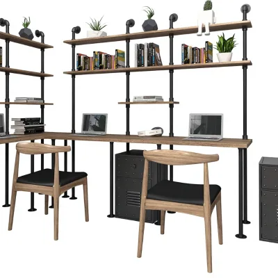 Industrial-style Minimalist Multi-tier Floor/wall Bookshelf for Study Living Room Dining Room Vintage Home Office China-made