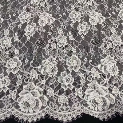 Factory Direct Elegant Pearl Beaded French Lace Fabric with Sequins