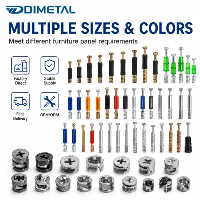 Three In One Furniture Connector Set Cam Lock Nut And Dowel Screw For Wardrobe Cabinet