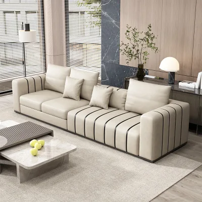 Piano Key Style Fabric Sofa, Cream Style, Modern Minimalist Luxury Fabric Sofa for Living Room, Beauty Salon Reception Room