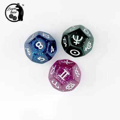 Hot Selling D12 Multi-sided Astrological Dice for Constellation Divination Table Game Dice 3pcs Per Set