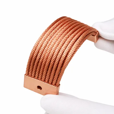 High-Current Bare Copper Braided Battery Interconnect Lead 35mm² for Energy Storage System Lithium Battery Bank Jumper