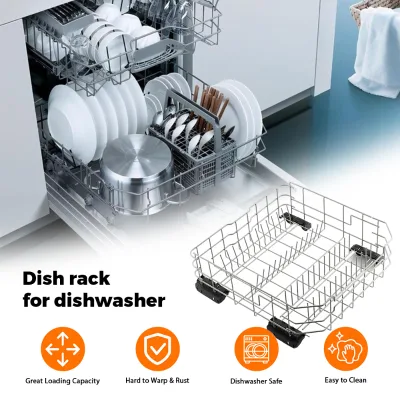 Universal Stainless Dishwasher Tray Replacement 24x24 Inch Custom Mesh Pattern for Home Kitchens and Commercial Use