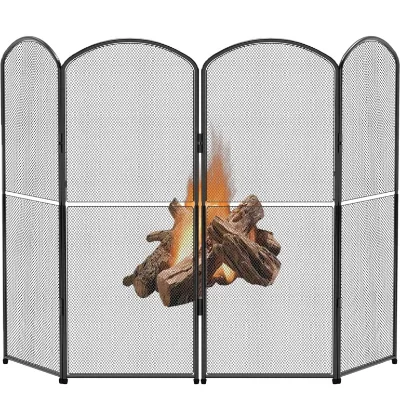 European Style Modern 4-Panel Indoor Freestanding Foldable Elephant Metal Fireplace Screen High Quality Iron Material