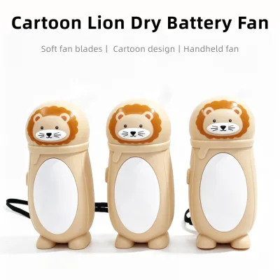 Factory Wholesale Outdoor Animal Shape Mini Portable Lion Fan Powered by Dry Battery Wearable