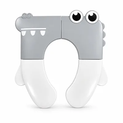 DoublecareFoldable Baby Potty Training Seat Cute Crocodile Design Portable Toilet Trainer with Carry Bag BPA-Free PP