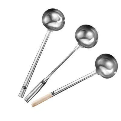 Stainless Steel Large Soup Ladle Household Frying Spoon Chef Frying Long Handle Spatula Hand Spoon Long Handle Soup Ladle