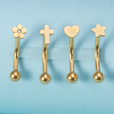 Trendy Star Heart Eyebrow Piercing Curved Barbell Banana Ring Belly Labret Stud Earrings Cartilage Multipurpose Puncture Jewelry
