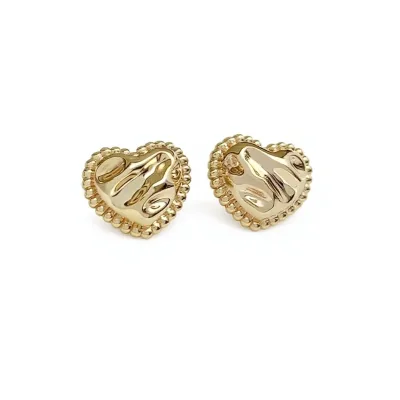 Ehao Jewelry 18K Gold 5G Hard K Heart-shaped Stud Earrings Delicate Small Women's All-match Fashion Wedding Earrings