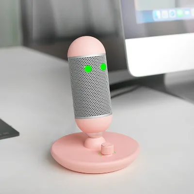 New USB Gaming Microphone in Pink/White/Black Cool RGB Lights Wired Condenser Cartridge Podcasting Live Streaming Tablet Use