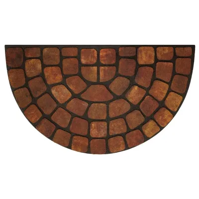 Outside Semi Circle Half Round Stone Pebble Rock Rubber Outdoor Doormats