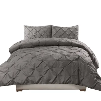Twin Size 3 Piece Luxurious Pinch Pleat Decorative Pintuck Comforter Set
