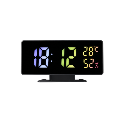 Modern Adjustable Brightness Hot Manufacturer's Digital Table Alarm Clock with Voice Control Display Time Calendar Temperature