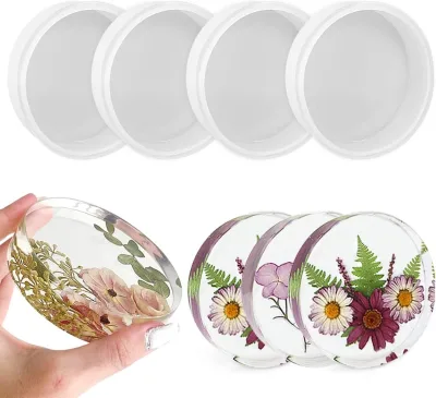 29301DIY Deep Round Coaster Silicone Mold, Molds for Casting with Resin, Epoxy Resin Coaster Making Mold, Reusable and Flexible
