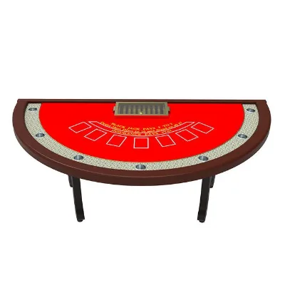 YH Luxurious MDF Semicircle Blackjack Gambling Poker Table With Solid Wood Legs