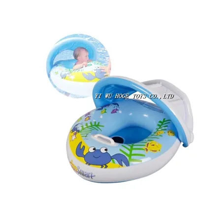 Customized Printing Inflatable Baby Swimming Float with Sun Shade Canopy