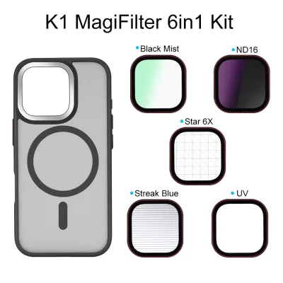 Magnetic Phone Camera Lens Filter Kit 7 in 1 Black Mist ND16 Star Streak Effect Filters for iPhone 16 17 18 Pro Max MagSafe Case