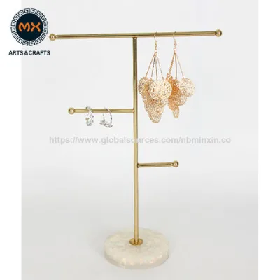Jewelry organizer 3 tier tree stand gold metal jewelry display tall necklace holder