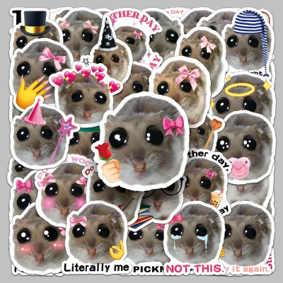 50pcs Custom Funny Hamster Pack Sad Hamster Waterproof Humorous Stickers for Phone Cases and Computers