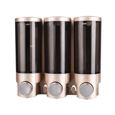 3-in-1 Triple Soap Dispenser Wall-Mounted Liquid Hand Soap Bathroom Toilet Use Modern Design Eco-Friendly ABS 400mL*3 Capacity
