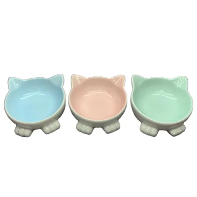 Ceramic Elevated Cat Food and Water Bowls 15 Degree Tilt Dishwasher and Microwave Safe for Easy Feeding