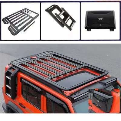 Aluminum Roof Platform Universal Flat Top Frame Heavy-duty Equipped with Ladder and Storage Box Suitable for SUV and Truck Use