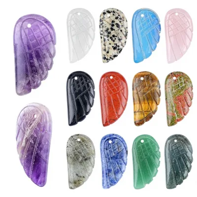 Hot Sales Natural Crystal Agate-carved Angel Wing Pendant Handmade DIY Earrings Necklace and Bracelet for Daily Life