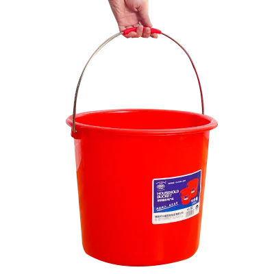 Support OEM Customization Stainless Steel Handle Red Water Pail Bucket PP Plastic Foot Bath Water Bucket