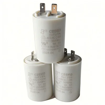 CBB60 Series 450V 8UF Universal Type Motor Run Plastic Film Capacitor for Air Conditioner Water Pump Compressor