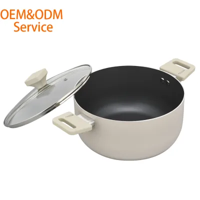 FDA LFGB Aluminum Alloy Non-Stick Stick Cookware Set with Glass Cover for Gas & Induction Family Daily Cooking Use