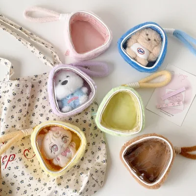 Hanging Bag Hut Plush Doll Storage Bag Cartoon 3D Plush Pendant Kawaii Cartoon Doll Bag Crossbody Bag Wallet Kids Gifts