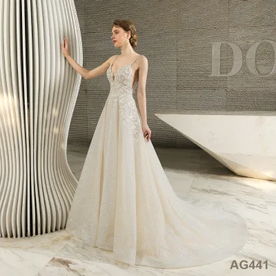 Beaded High Neck Ball Gown Muslim Long Sleeve Wedding Dress Ball Gown Luxury