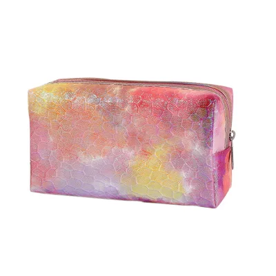 Wholesale Fashion Cosmetic case Wash Clutch Bag Custom Glitter Makeup Gift Pouch Ladies Tie-dyed Iridescent Pu Beauty Vanity Bag