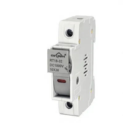 YUNDUN RT18-32 275VDC Copper PV Fuse Holder 1P 32A DIN Rail Mount Cartridge Fuse Base with Indicator Light Solar System