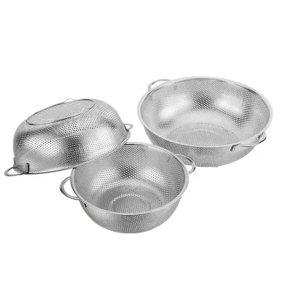 Kitchen Colander Fruit Wash Strainer Stainless Steel Vegetable Washing Basket Eco-Friendly Dishwasher Safe