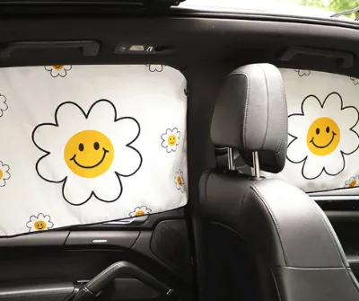 Sunflower Cartoon Car Sunshade Car Window Curtain Cartoon Pattern for Sun/Heat/UV Rays Protection