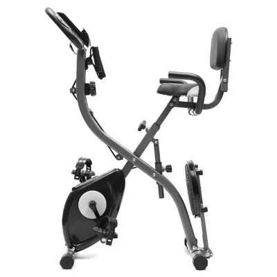 Foldable Stationary Bike 150kg Capacity Magnetic Flywheel Exercise Bicycle with Resistance Bands Adjustable Seat