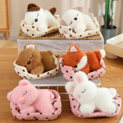 14cm Sleeping Animal Plush Ornament Accompanying Desktop Cute Plush Toy Plush Animal Doll Gift Factory Direct Sales Wholesale