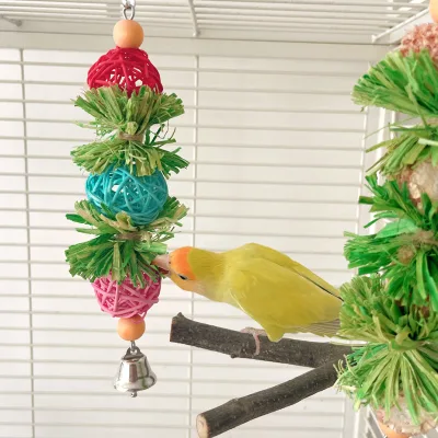 Geshifeng Eco-Friendly Grass Chew Balls Bird Toy for Parrots Budgies Cockatiels-Beak Grinding Teeth Trimming All Seasons