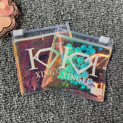Luxury Custom logo Zipper Bag Holographic Jewelry Frost Zip Jewelry Bag clear Jewelry Bags with Zippers