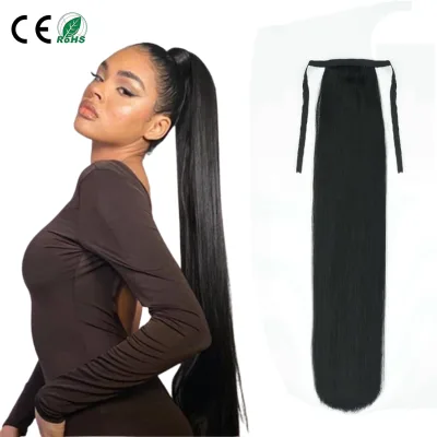 Amygirl Wholesale Indian Hair Tie Band Ponytail Extensions 100% Human Hair Long Remy Soft & Smooth Luxurious