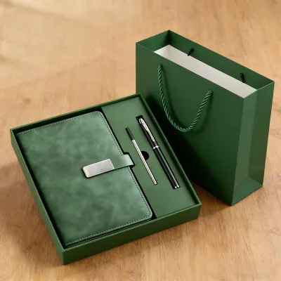 Custom Logo PU Leather Hardcover A5 Notebook Gift Set Pen | Premium Magnetic Closure Sewing Bound 100 Sheets Corporate