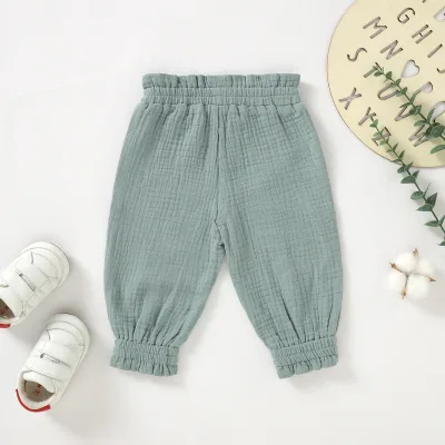 Super Soft Muslin Breathable Cute Waist Ruffle Oversized Organic Cotton Bloomer Baby Pants