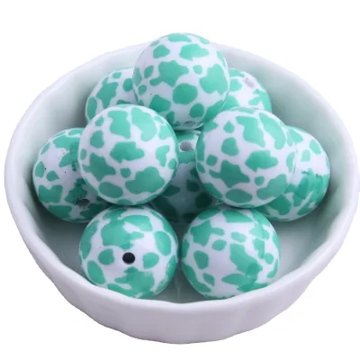 Mint Green Color 20mm New Fashion Chunky Print Beads for Jewelry Necklace Making Acrylic Cow Beads Wholesales