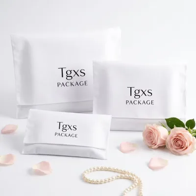 Luxury Soft Cotton Fabric Envelope Bag Ribbon Bow Design Small Jewelry Pouch Custom Branded Textile Pouch Factory Price