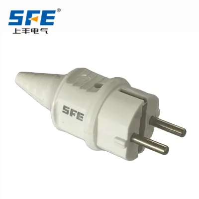 SFE Two-Pole Protective Schuko Plug 16A 250V AC IP44 European Replacement Extension Power Cord Electrical Adapter