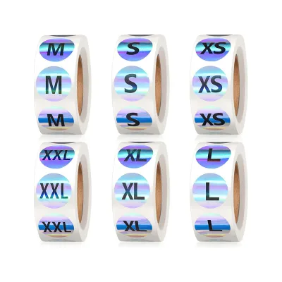 Custom Holographic Waterproof Vinyl Eco-Friendly Hexagon Clothing Labels 7/8 Inch Coded Adhesive Sticker Tags with Shape