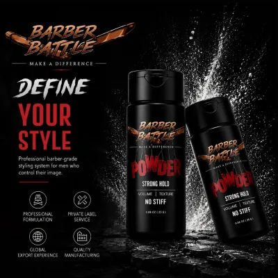 20+years BARBERBATTLE New Arrival No Crunch Strong Hold No Stiff Natural Root Lift Thickening Powder for Daily Grooming