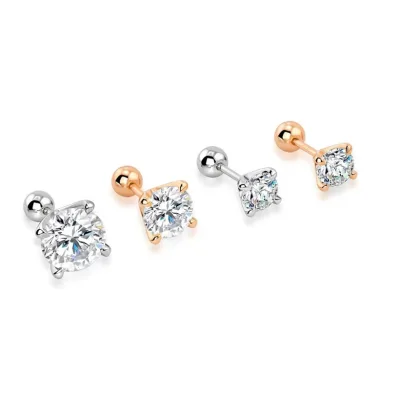 925 silver moissanite earrings with four claw screws and 30/50/1/2 carat fashionable niche earrings wholesale