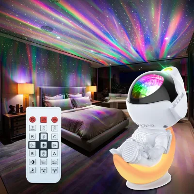 Multi-color Rotatable Astronaut Projection Spaceman Lamp Ocean Wave Star LED Night Light Galaxy Nebula Projector for Bedroom
